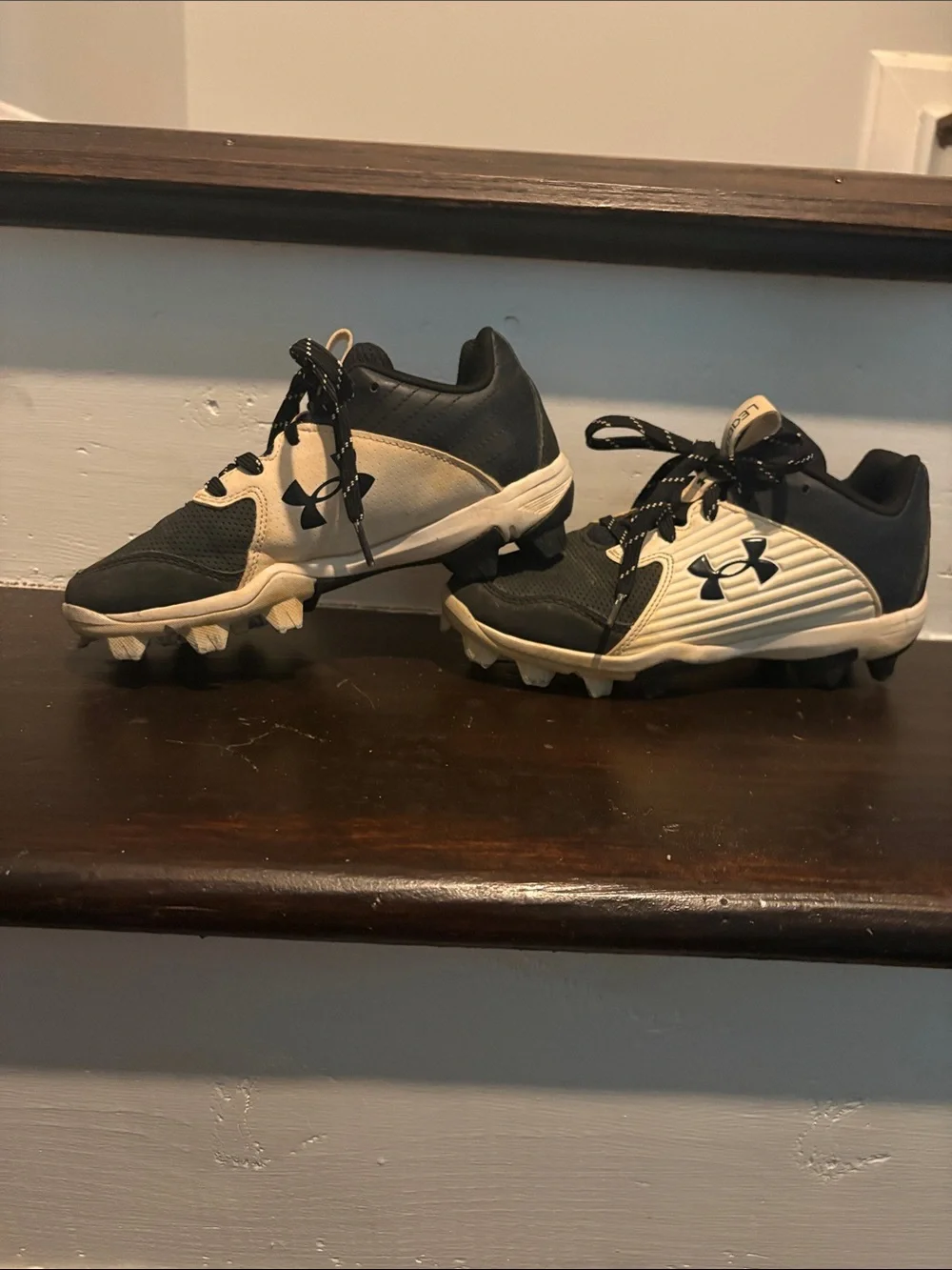 Under Armour Kids Black and White Baseball Cleats